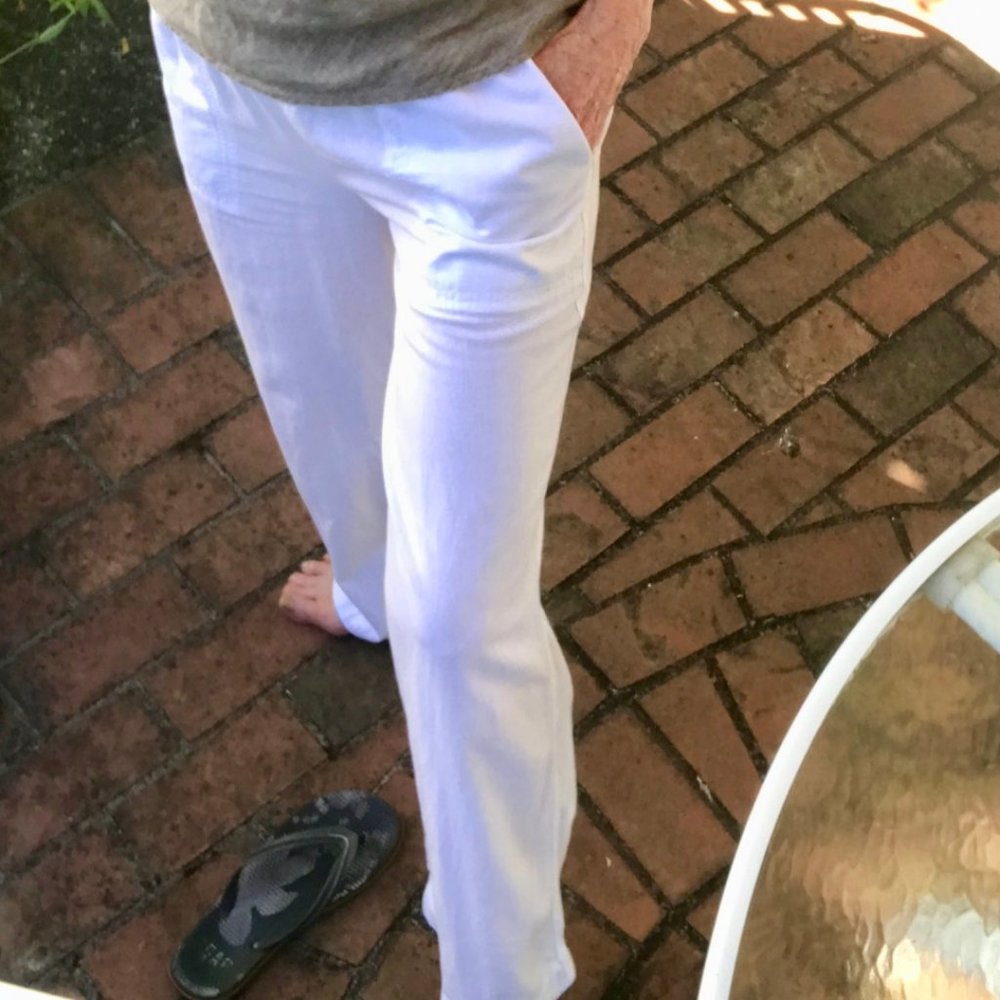 White Linen Blend Pants from Anthropology